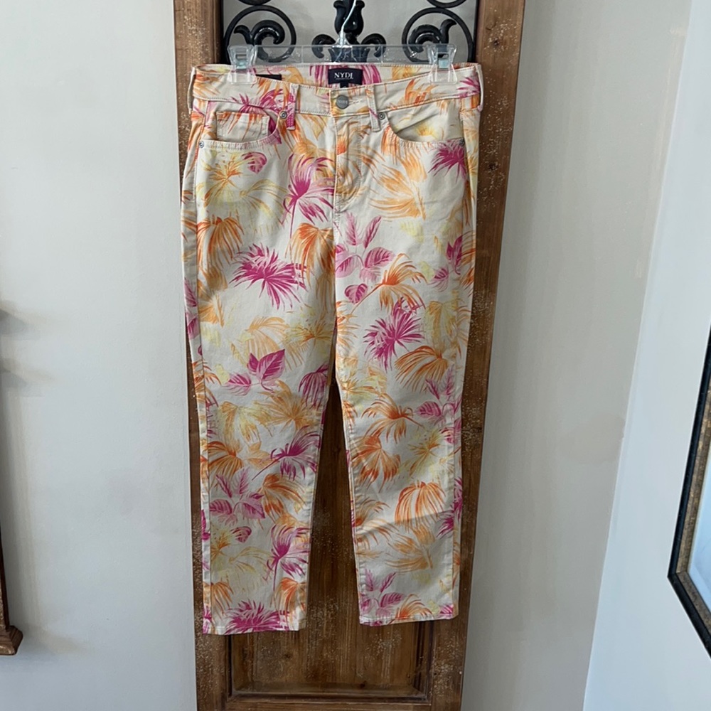 NYDJ Sheri slim tropical print Jean